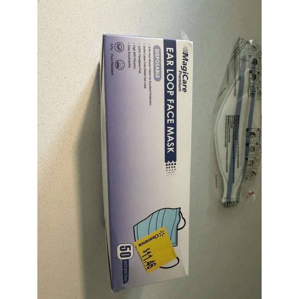 (Box of 50) *NEW* MAGICARE MSK099MGCP-BX - Ear Loop 3-Ply Disposable Face Masks